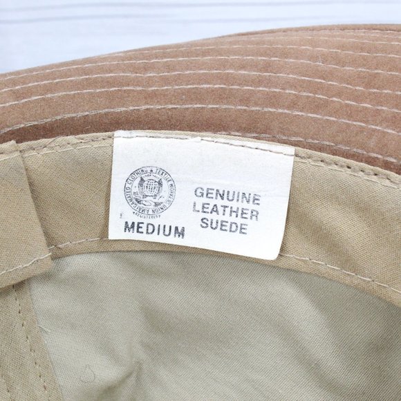 Union Made Brown Genuine Suede Leather Banded Lined Hat Size Medium - Picture 8 of 10